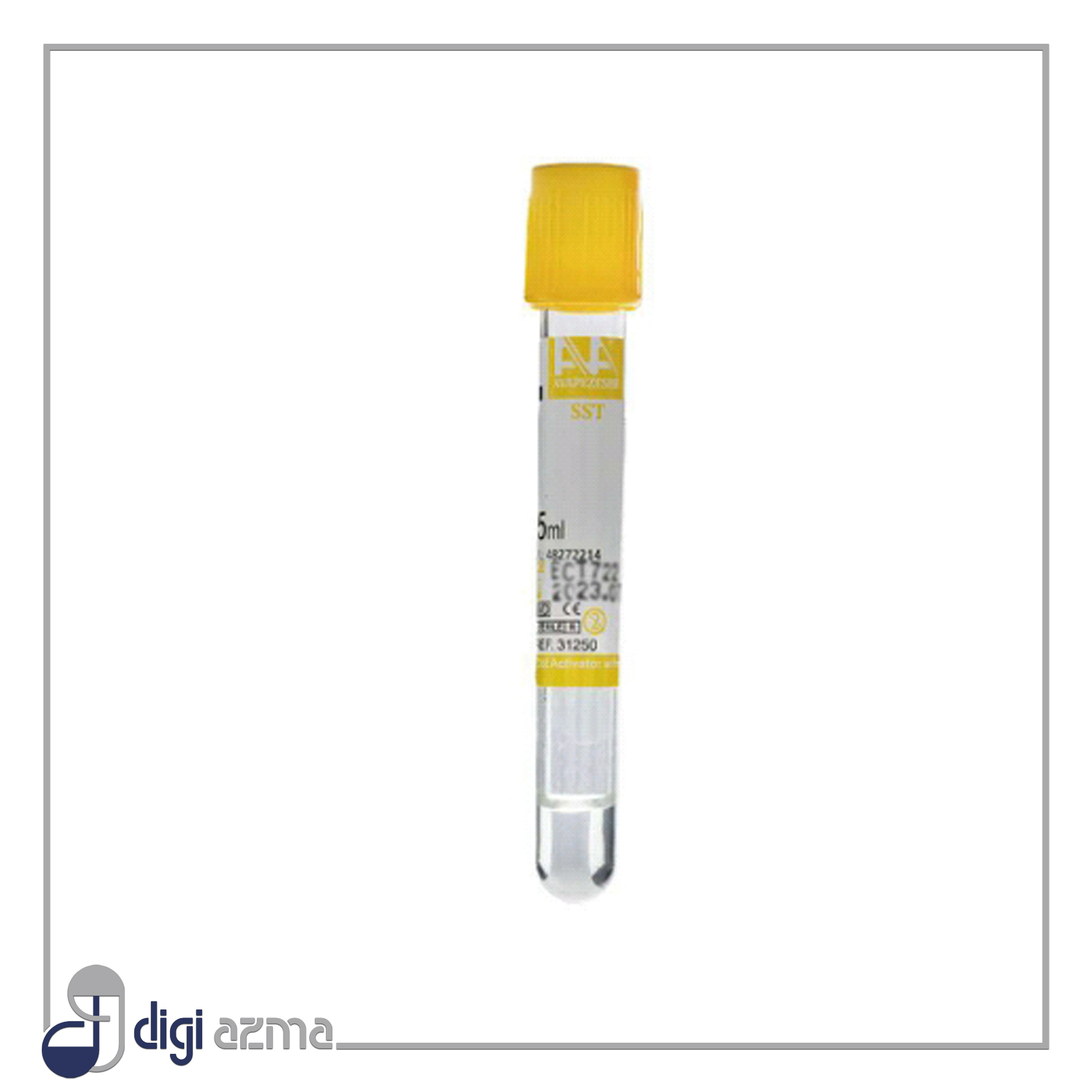 لوله خونگیری بدون خلأ لخته ژلدار حاوی Clot Activator + Gel، زرد، آوا پزشک